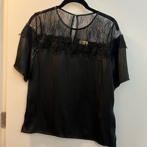 H&M Black Lace Short Sleeve Blouse